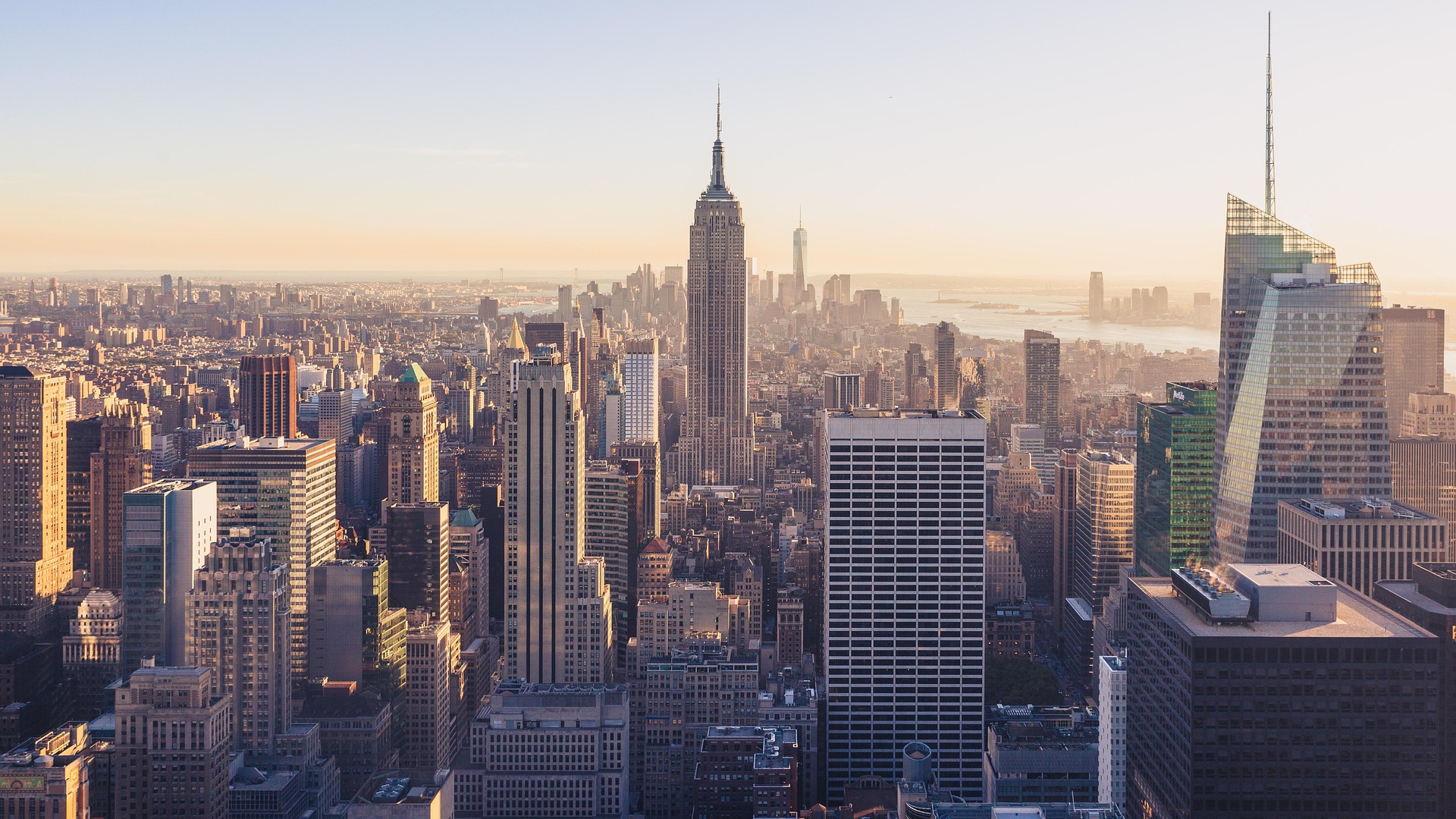 Manhattan skyline at sunrise